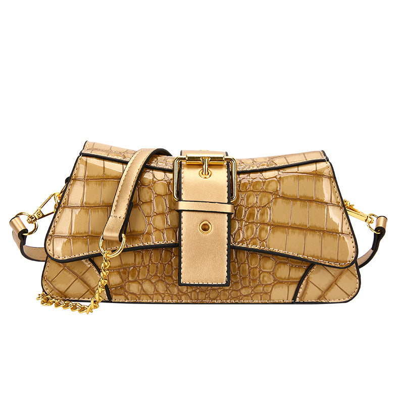 Sac à bandoulière à rabat motif crocodile pour femme 