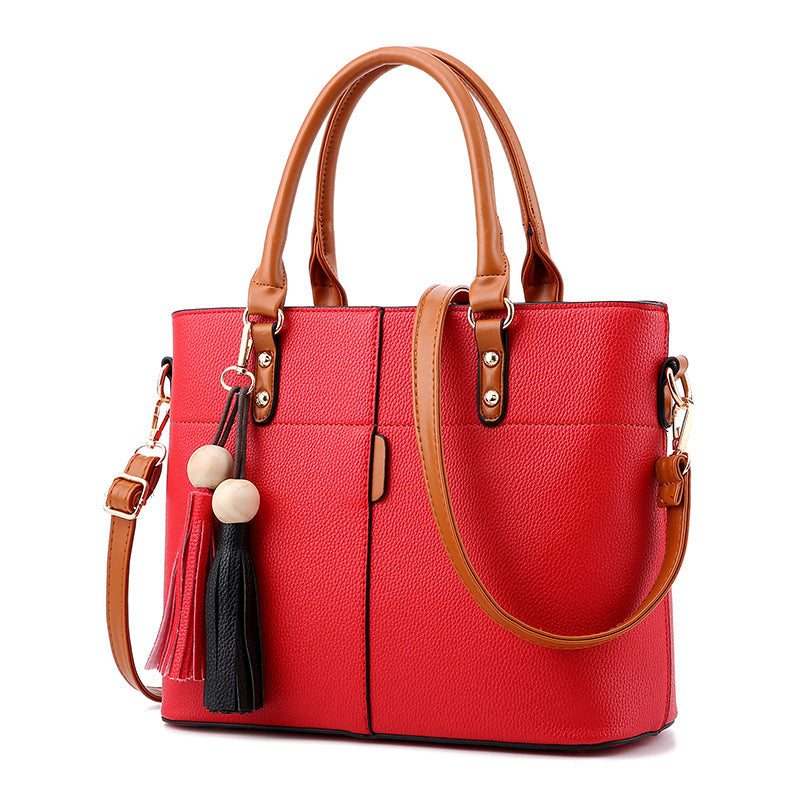 Women Fashion Casual Litchi Pattern Large Capacity Handbag