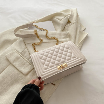 Women Simple Casual Solid Color Square Chain Shoulder Bag