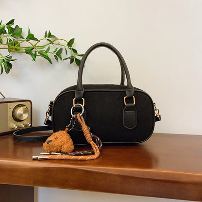 Women Fashion Casual Oval Suede Ornament Handbag