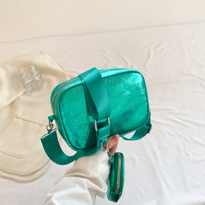 Ensemble deux pièces de sacs à bandoulière carrés, décontractés et simples, de couleur unie, pour femmes 