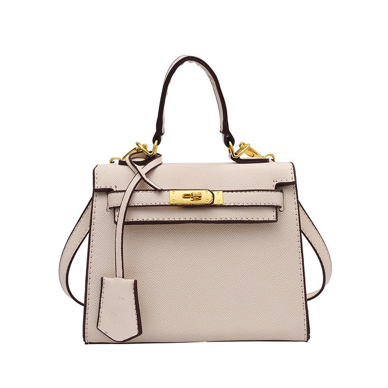 Women Fashion Solid Color Square PU Handle Crossbody Bag