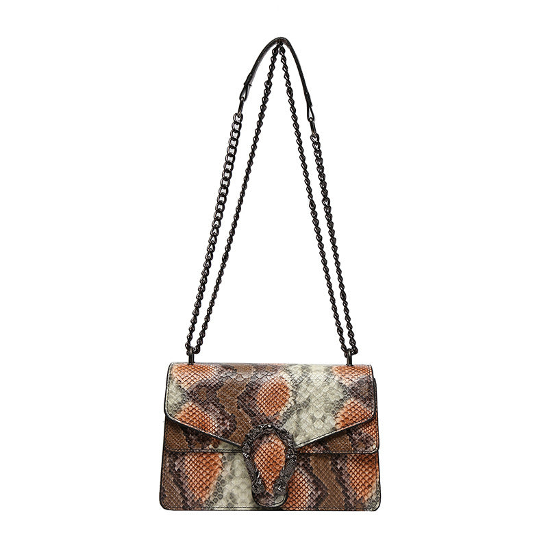 Sac messager à chaîne motif serpent pour femme 