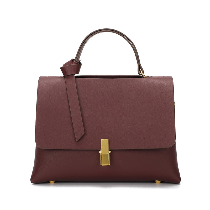 Sac à bandoulière en cuir à rabat et fermoir en métal pour femme 