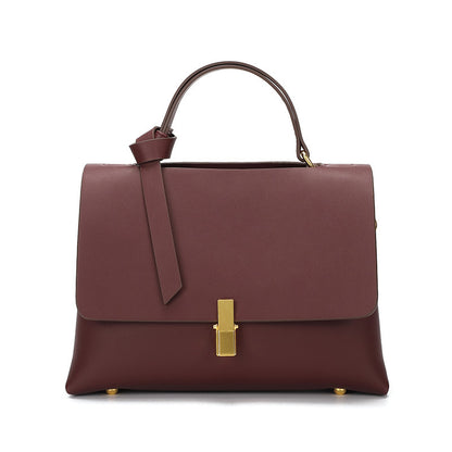 Sac à bandoulière en cuir à rabat et fermoir en métal pour femme 