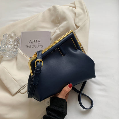 Sac à bandoulière en PU de couleur unie avec boucle géométrique pour femme 