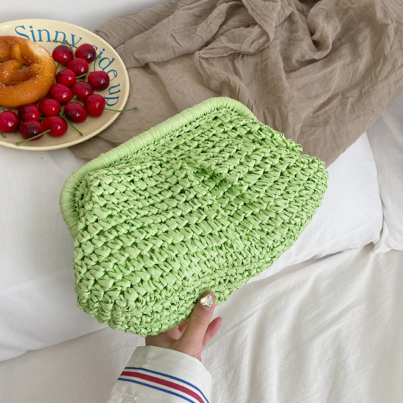 Sac à bandoulière décontracté en tricot de couleur unie pour femme 