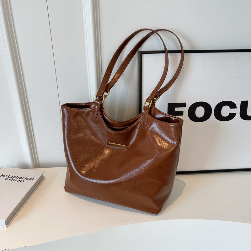 Women Fashion Casual Simple Solid Color Large Capacity Tote Bag