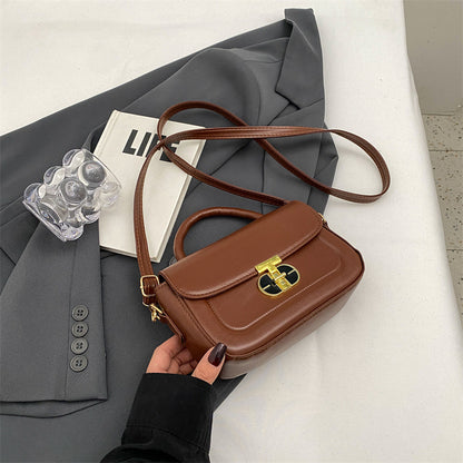 Women Fashionable Simple Square Flap Lock Crossbody Bag