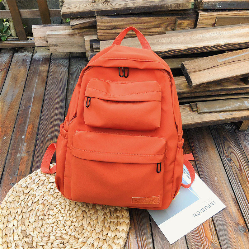 Women Casual Basic Multi-pocket Design Solid Color Large Capacity Canvas Backpack