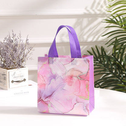 Sac fourre-tout à motif marbré, non tissé, imperméable, imprimé, organiseur de courses 