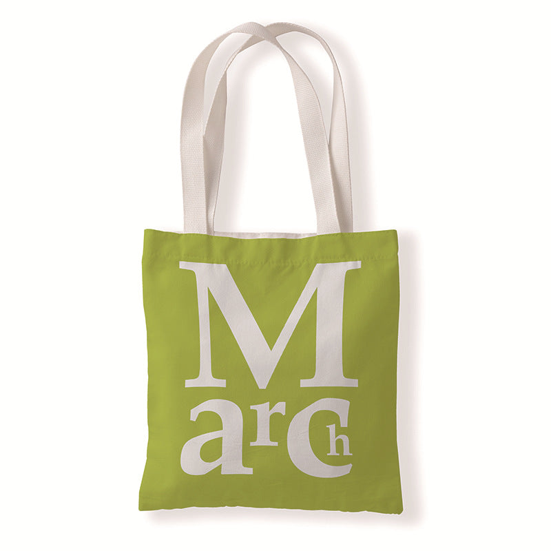 Women Fashion Creative Color Letter Month Canvas Tote Bag