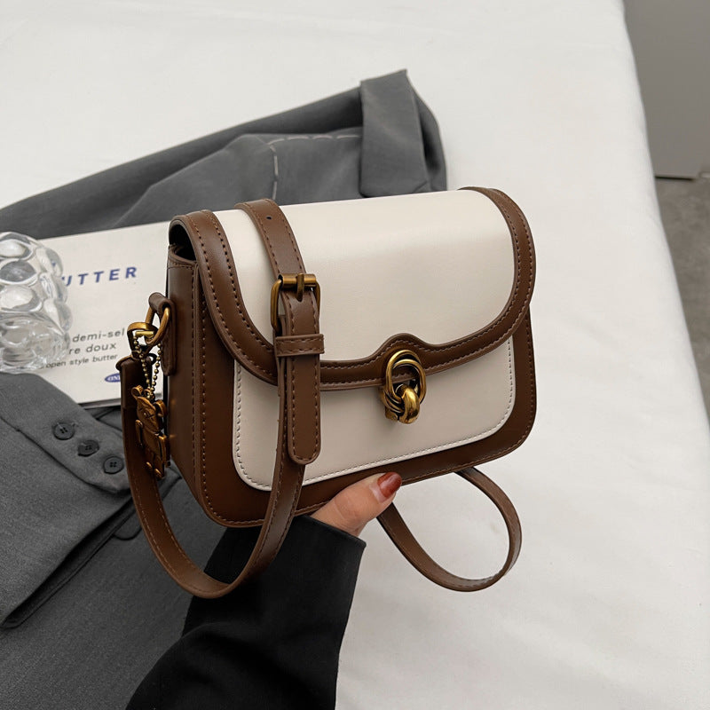 Women Fashion Retro Contrast Color Small Square Shoulder Bag