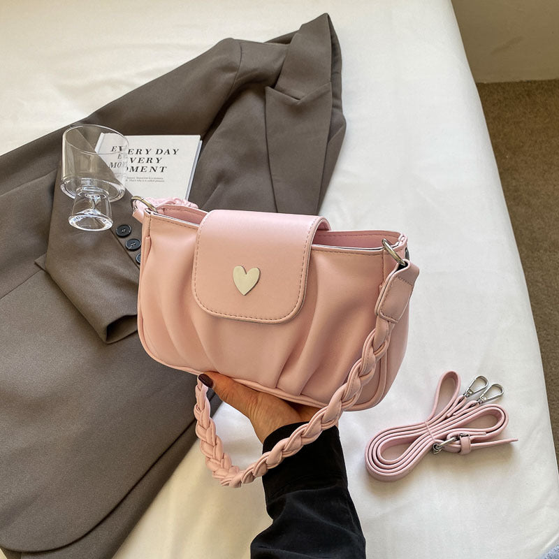 Sac à bandoulière plissé simple de couleur unie pour femme 