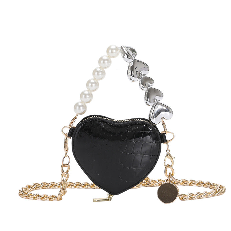 Women Fashion Mini Love Pearl Chain Crossbody Bag