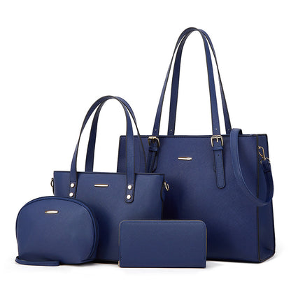 Women Fashion Casual Solid Color 4-Piece Set Handbag