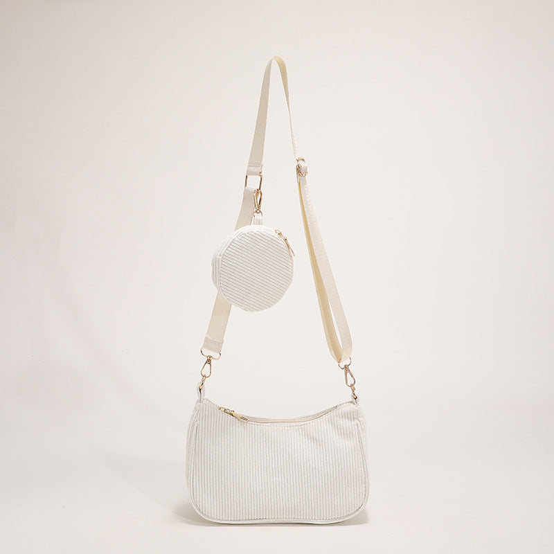 Women Fashionable Simple Zebra Canvas Zipper Crossbody Bag