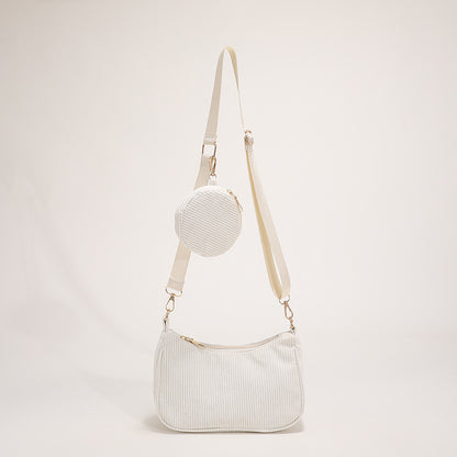 Women Fashionable Simple Zebra Canvas Zipper Crossbody Bag