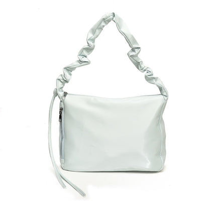 Sac à bandoulière plissé simple et tendance pour femme, grande capacité, couleur unie 