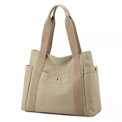 Women Casual Solid Color Large Capacity Clutch One Shoulder Tote Canvas Bag