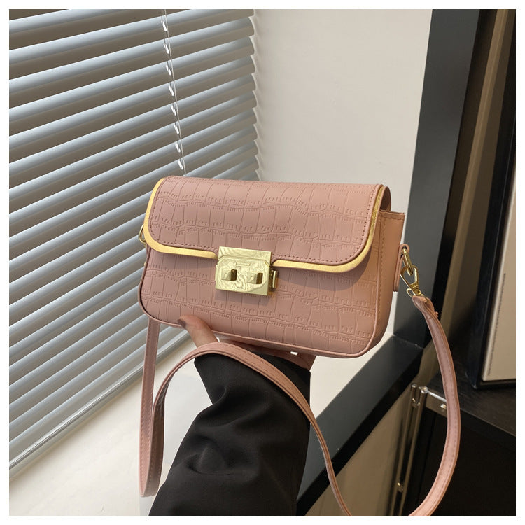 Stylish Stone Pattern Solid Color Shoulder Bag