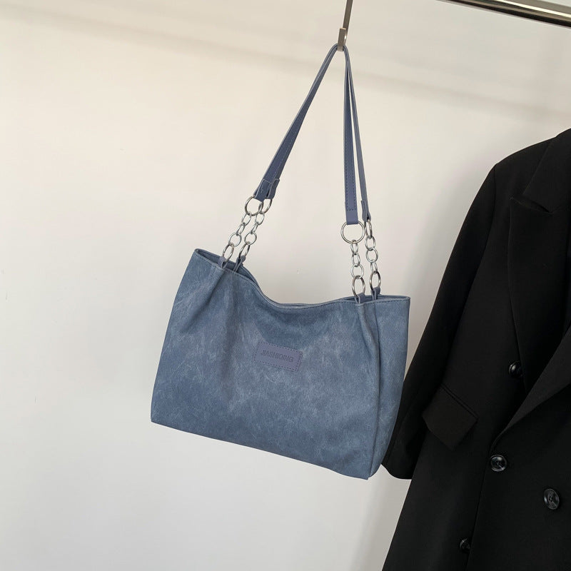 Women Simple Fashionable Large Capacity Square PU Tote Bag