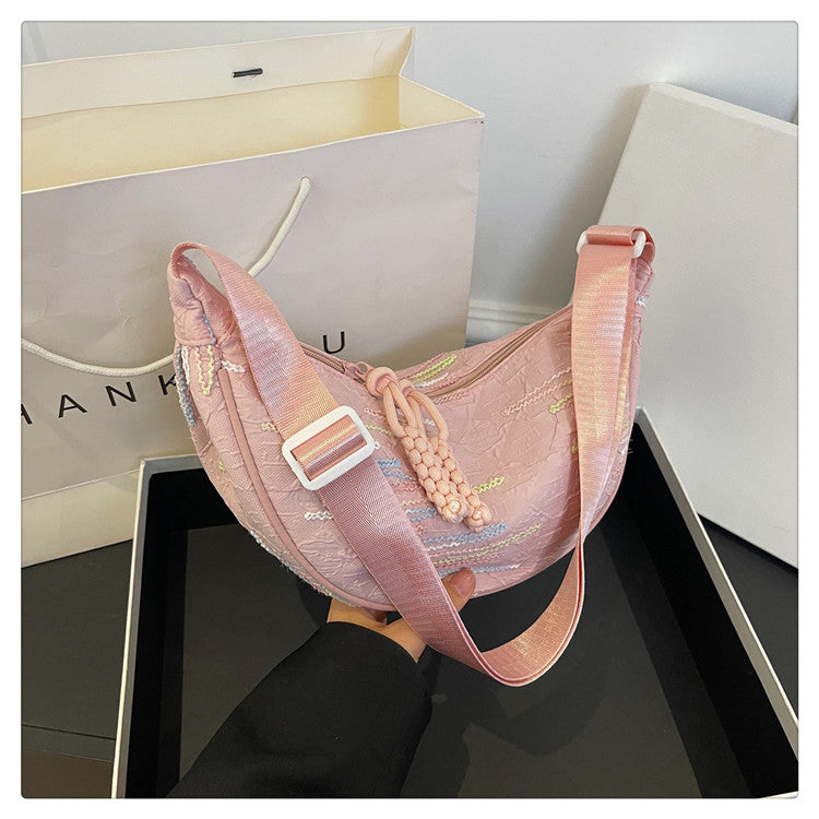 Women Casual Fashion Nylon Zipper Crossbody Chest Bag