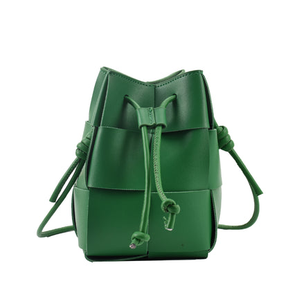 Sac seau à bandoulière avec cordon de serrage pour femme, couleur unie, mode printemps-été 