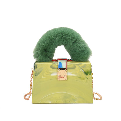 Fashionable Tie Dye Acrylic Plush Tote Shoulder Bag