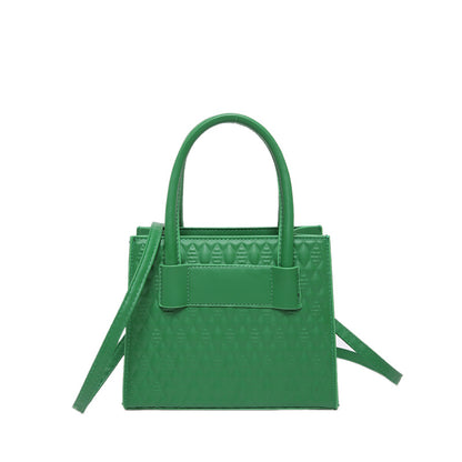 Fashionable Simple Solid Color Embossed Large Capacity Handbag