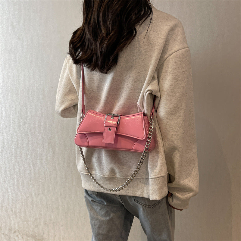 Sac à main tendance à chaîne de couleur unie pour femme 