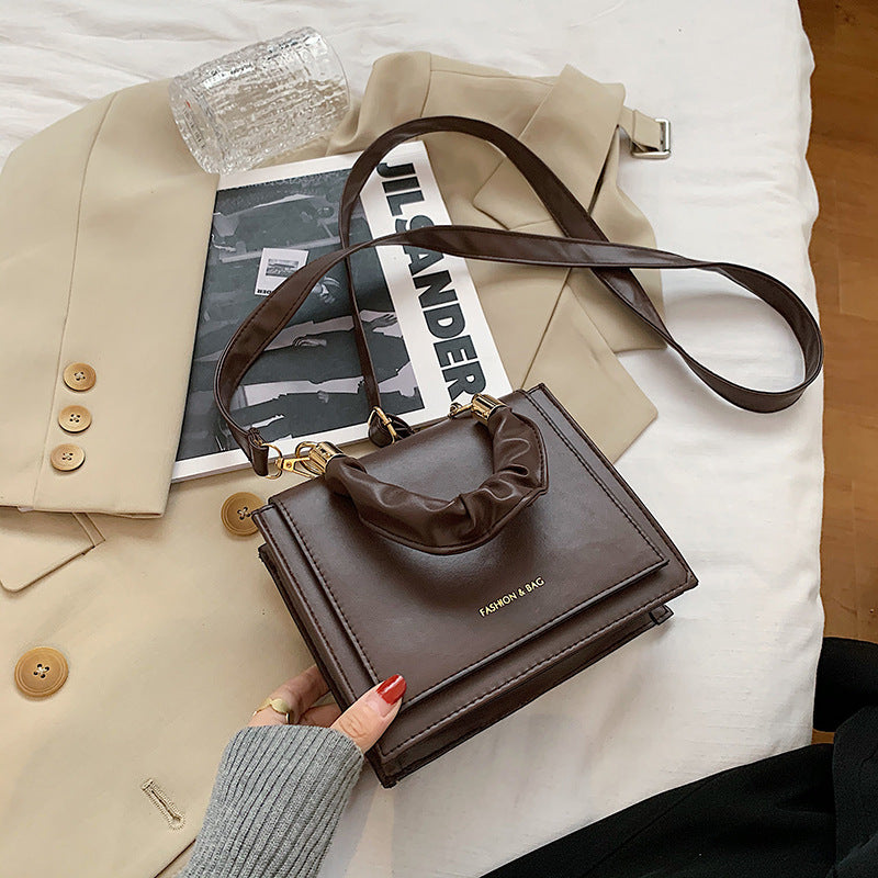 Sac à bandoulière carré à rabat en PU pour femme, couleur unie, tendance 