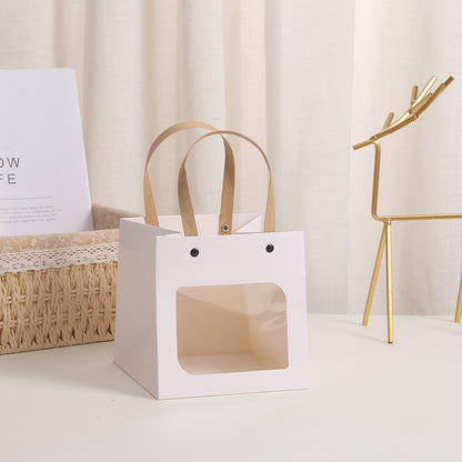 Sac d'emballage cadeau carré en papier kraft transparent, simple et tendance 