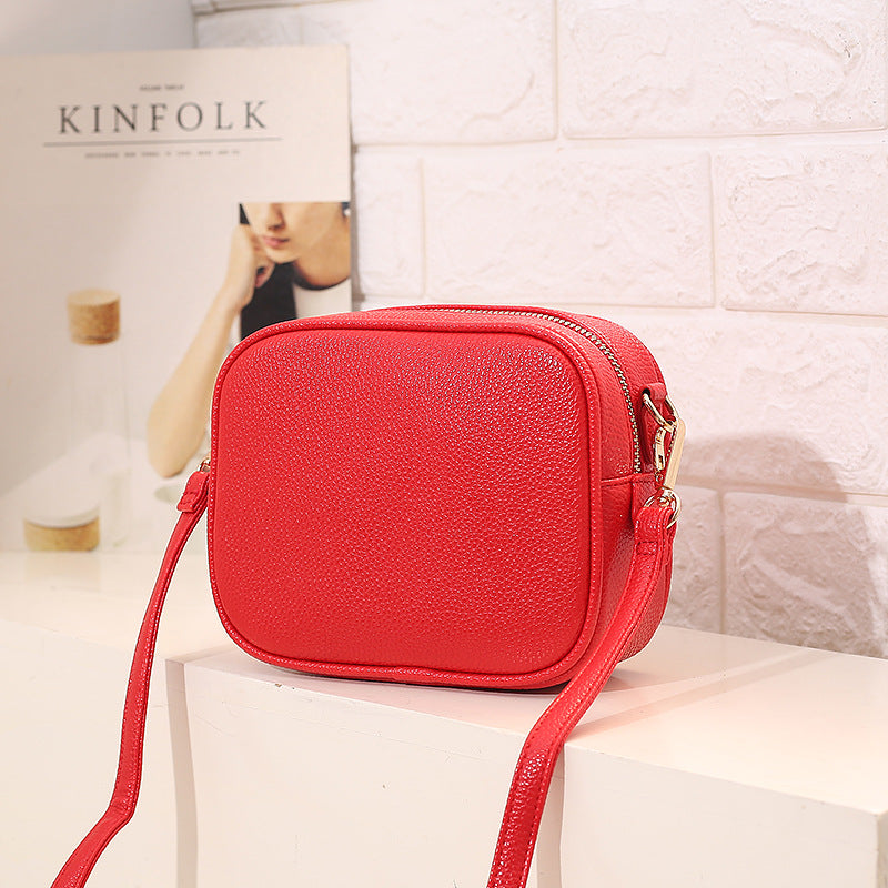 Women Fashion Casual Solid Color Pu Square Crossbody Bag