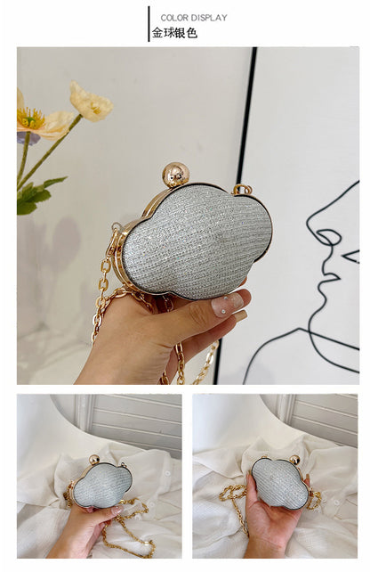 Women Fashionable Creative Solid Color Shell Chain Mini Crossbody Evening Bag