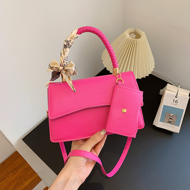 Sac à bandoulière carré à rabat, simple et décontracté, couleur unie 