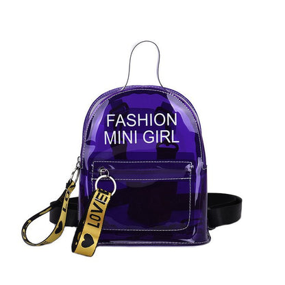 Women Fashion Jelly Letter Clear PVC Backpack