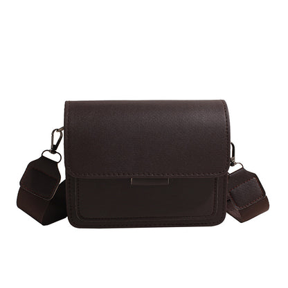 Women Fashion Casual Solid Color Wide Strap Square Crossbody Bag