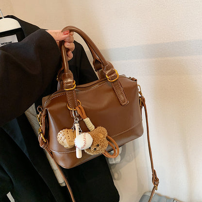 Women Fashion Casual Solid Color Large Capacity Zipper Handbag