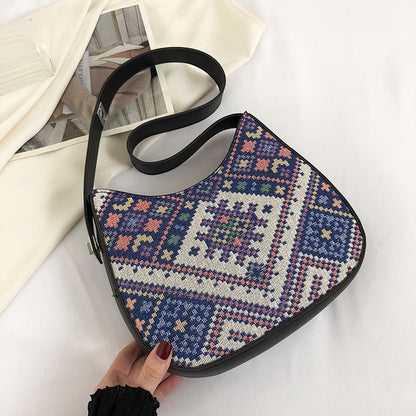 Women Fashion Casual Large Capacity Geometric Printed Shoulder Bag