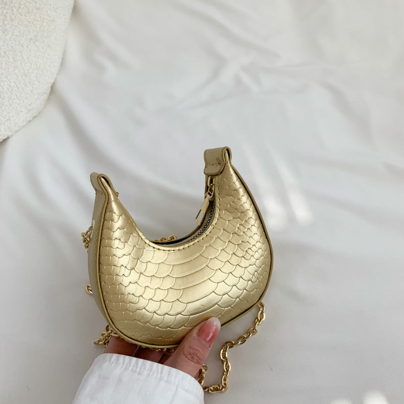 Mini sac bandoulière décontracté à chaîne et fermeture éclair en forme de boulette pour femme, couleur unie 