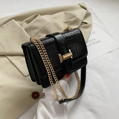 Petit sac à bandoulière carré à chaîne de couleur unie pour femme 