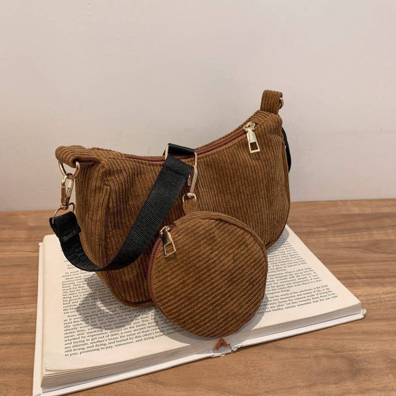 Women Fashion Vintage Suede Zebra Printed Crossbody Bag