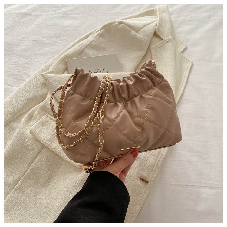 Women Fashion Casual Solid Color Chain Crossbody Bag