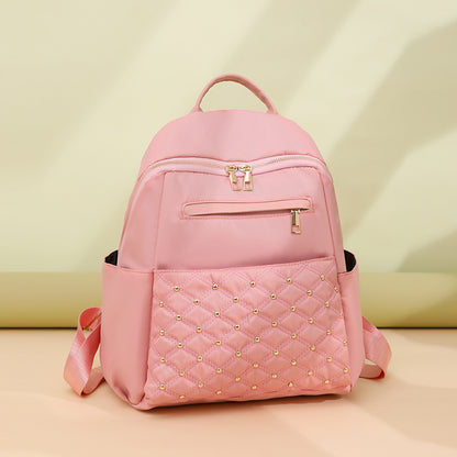 Women Fashionable Simple Oxford Fabric Large Capacity Zipper Backpack