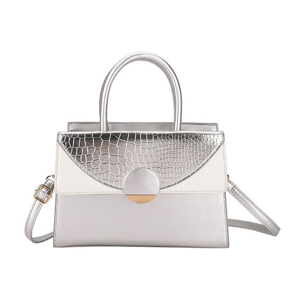 Sac à bandoulière carré à rabat et à blocs de couleurs pour femme 