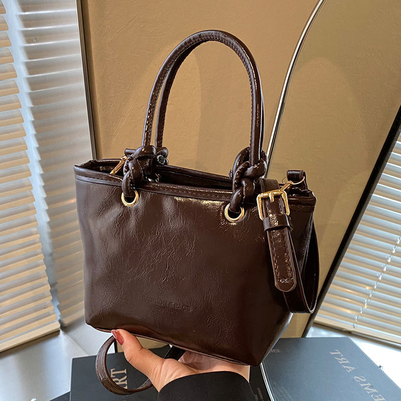 Sac à main seau tendance de couleur unie pour femme 