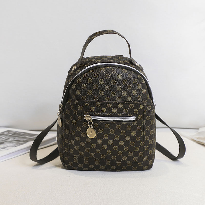 Women Fashion Plaid Pattern Zipper Mini Size School Bag Pu Backpack