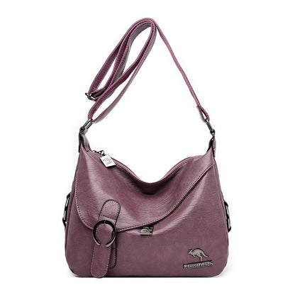 Sac à bandoulière en cuir PU souple vintage simple pour femme 