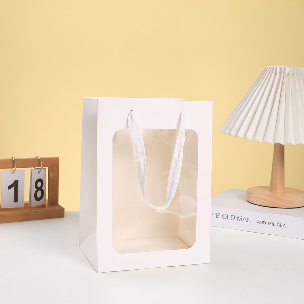 Sac d'emballage cadeau transparent en marbre avec fenêtre 